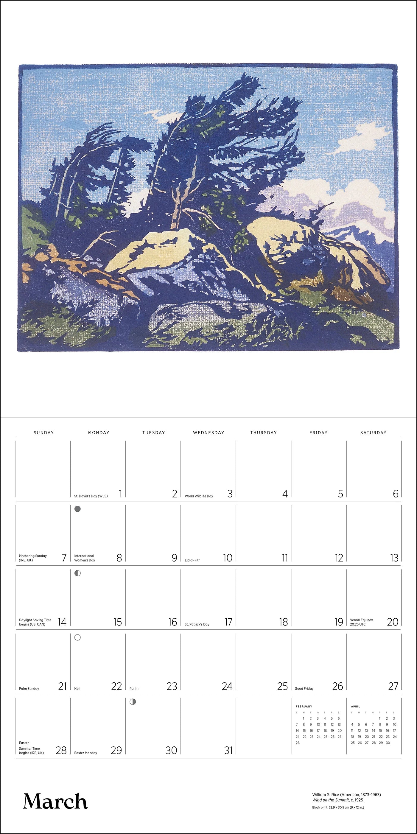 POM Arts & Crafts Block Prints by William S. Rice 2027 Wall Calendar