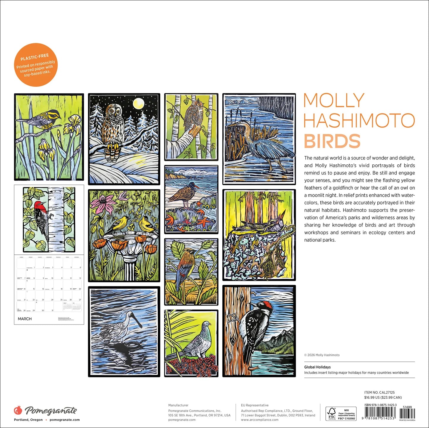 POM Molly Hashimoto: Birds 2027 Wall Calendar