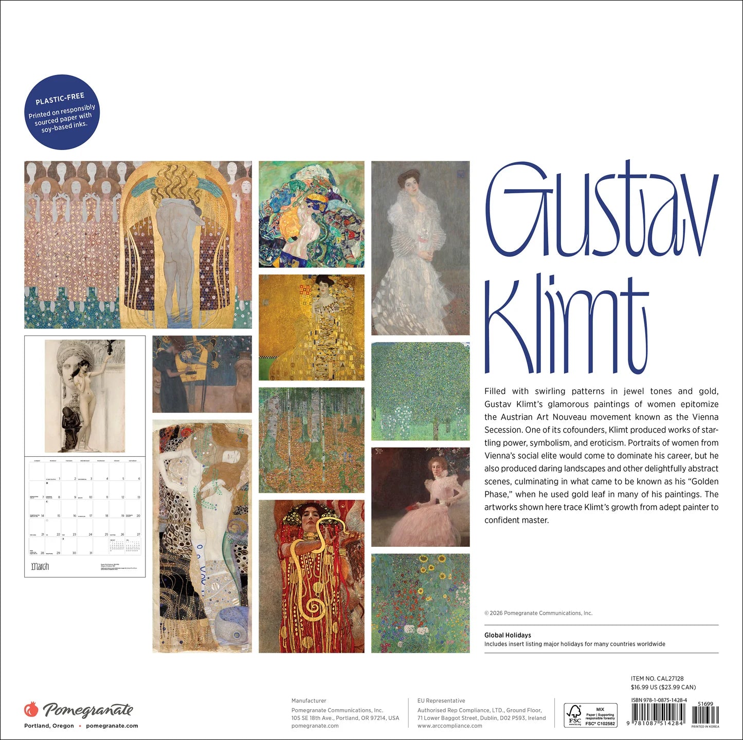 POM Gustav Klimt 2027 Wall Calendar