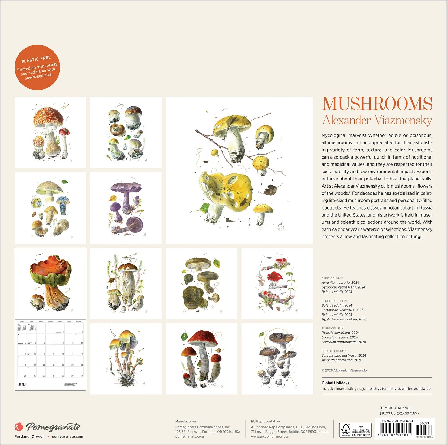 POM Mushrooms: Alexander Viazmensky 2027 Wall Calendar