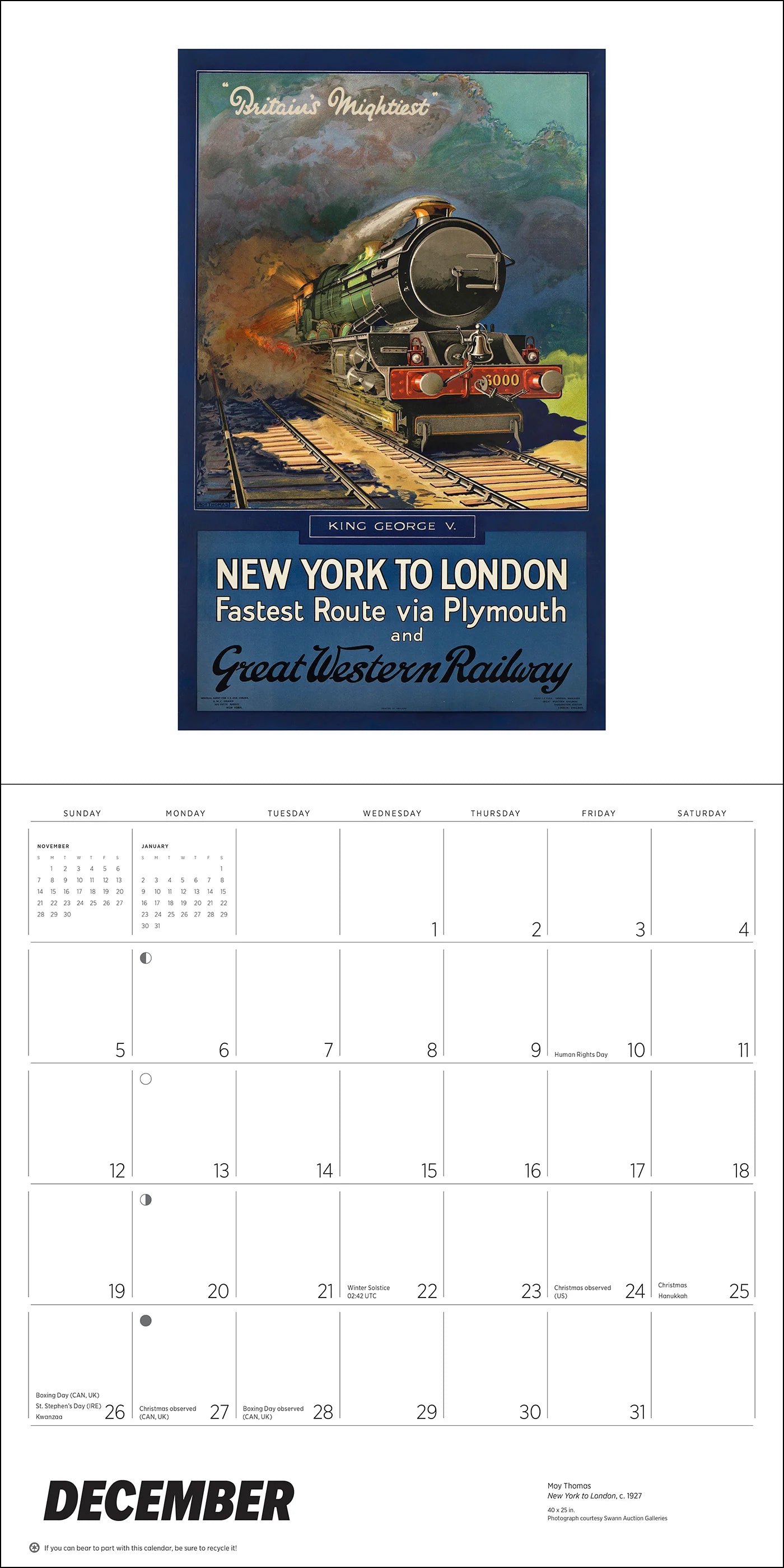 POM England by Rail: Vintage Travel Posters 2027 Wall Calendar
