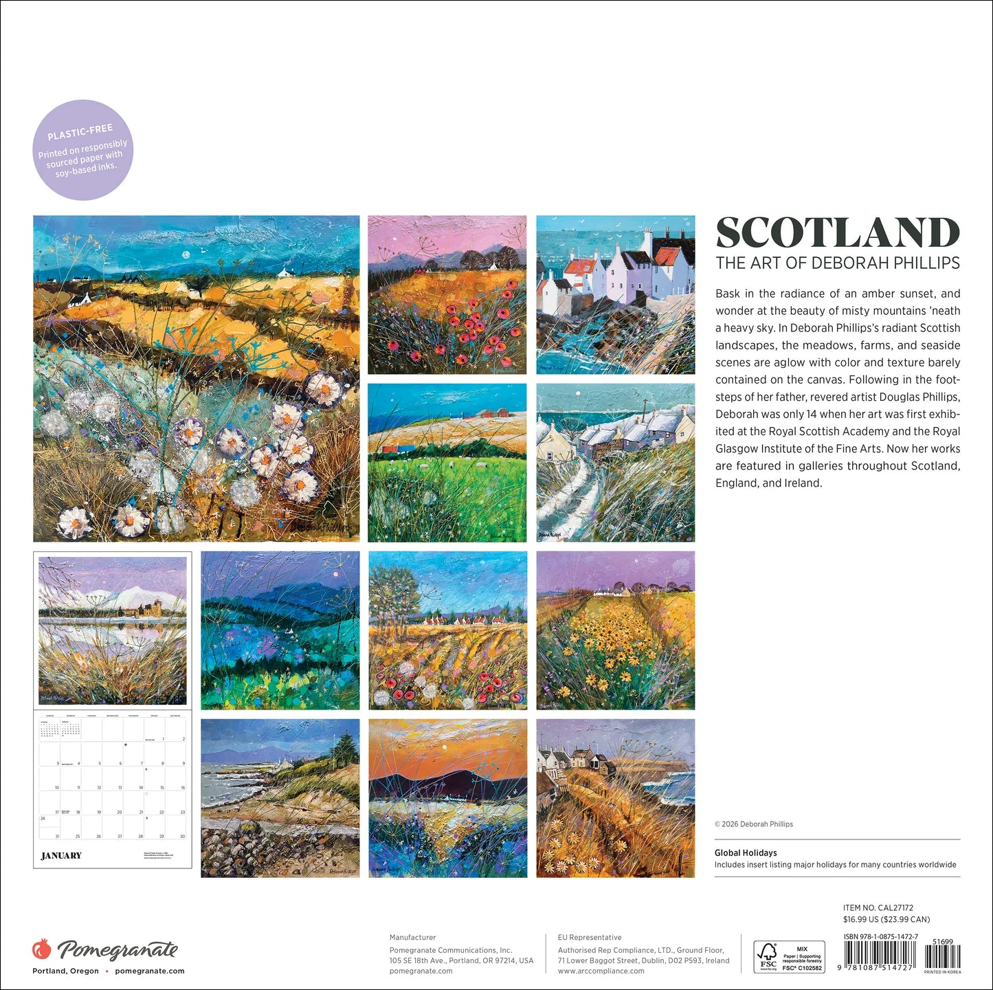 POM Scotland: The Art of Deborah Phillips 2027 Wall Calendar
