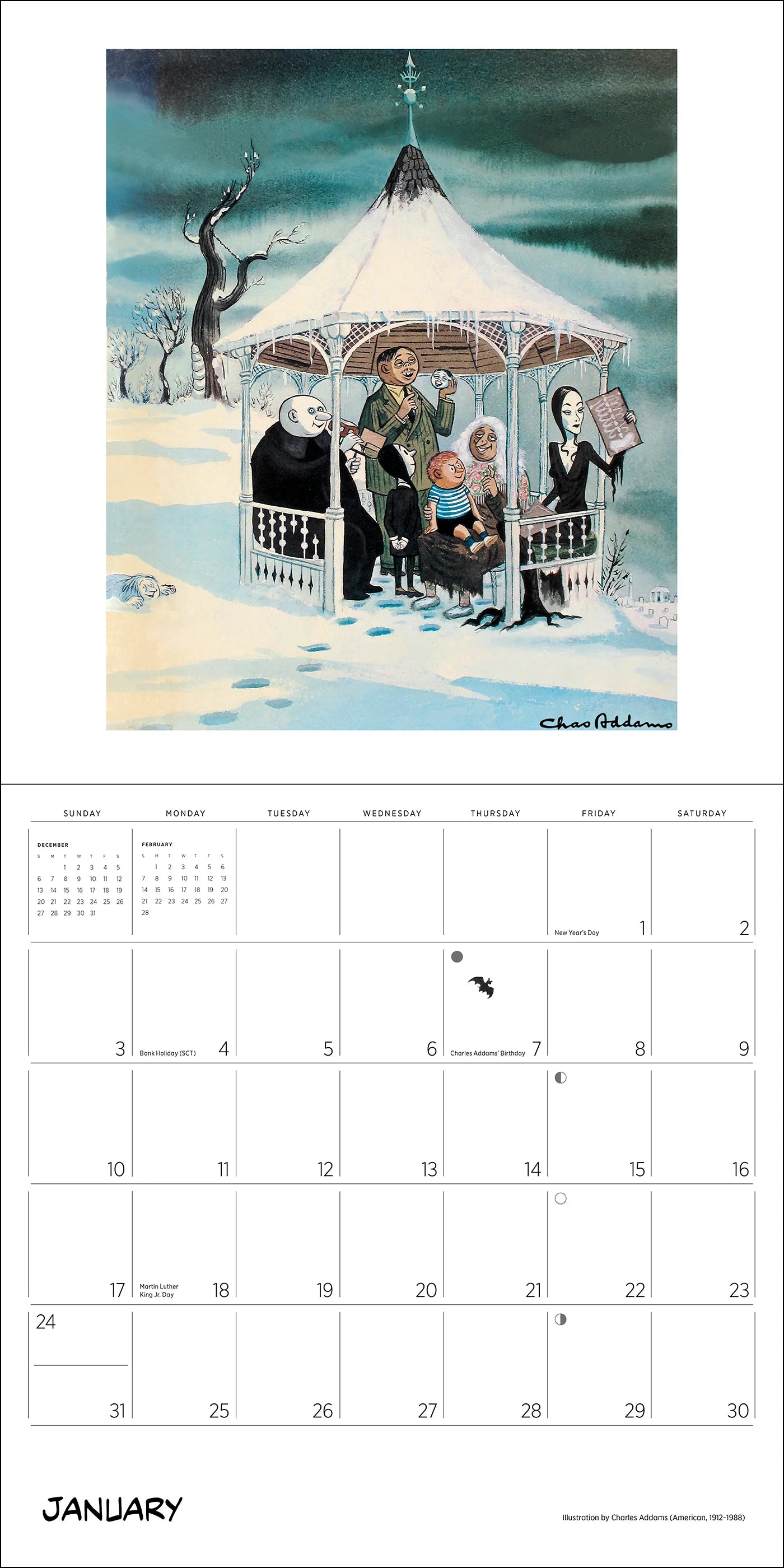 POM Charles Addams: The Addams Family 2027 Wall Calendar