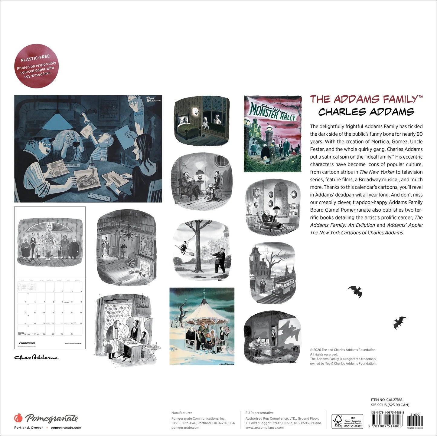 POM Charles Addams: The Addams Family 2027 Wall Calendar