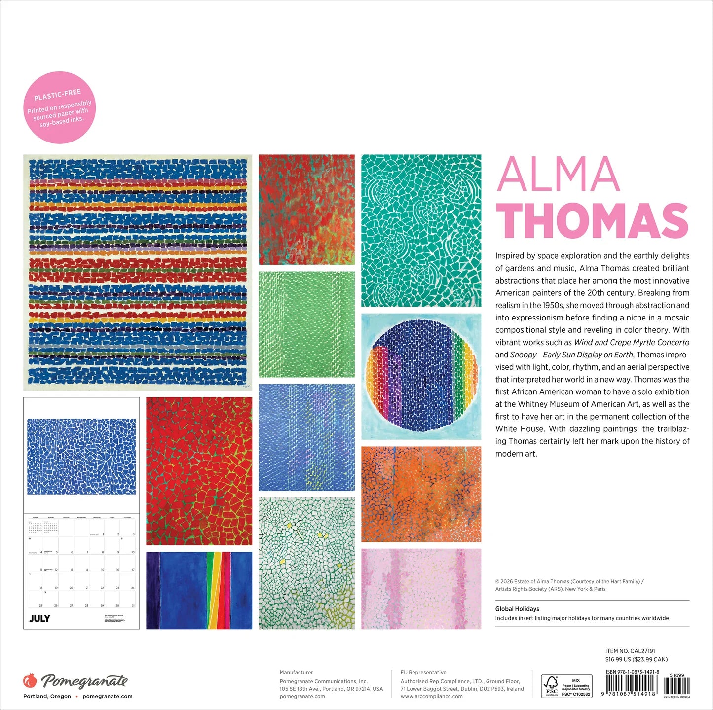 POM Alma Thomas 2027 Wall Calendar