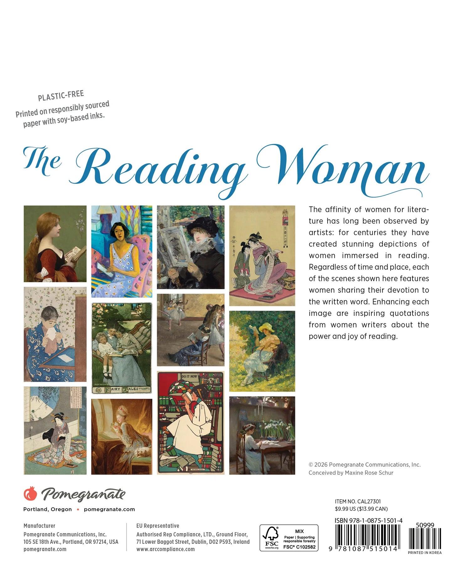 POM The Reading Woman 2027 Mini Wall Calendar