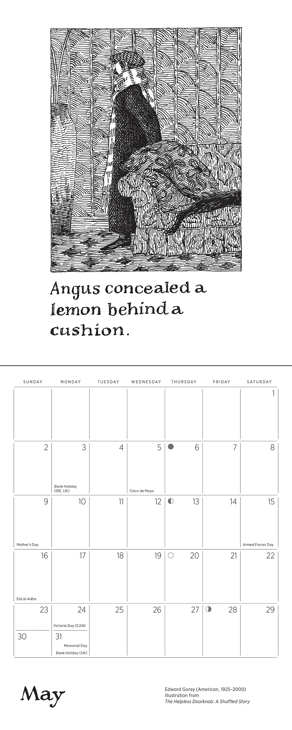 POM Edward Gorey: The Helpless Doorknob 2027 Mini Wall Calendar