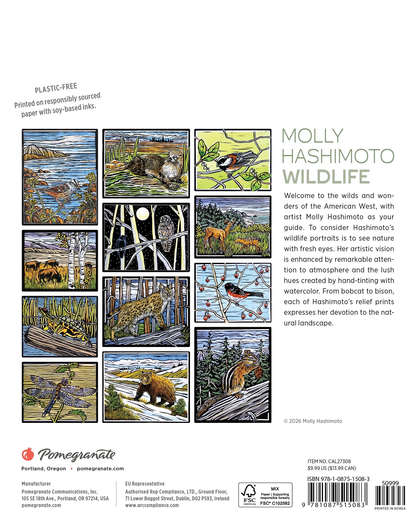 POM Molly Hashimoto: Wildlife 2027 Mini Wall Calendar