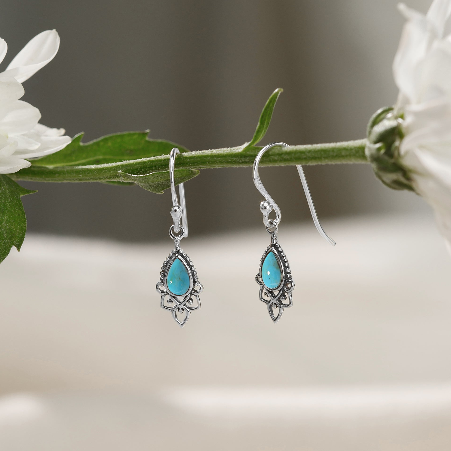 BOMA Bohemian Teardrop Dangle Earrings - Turquoise