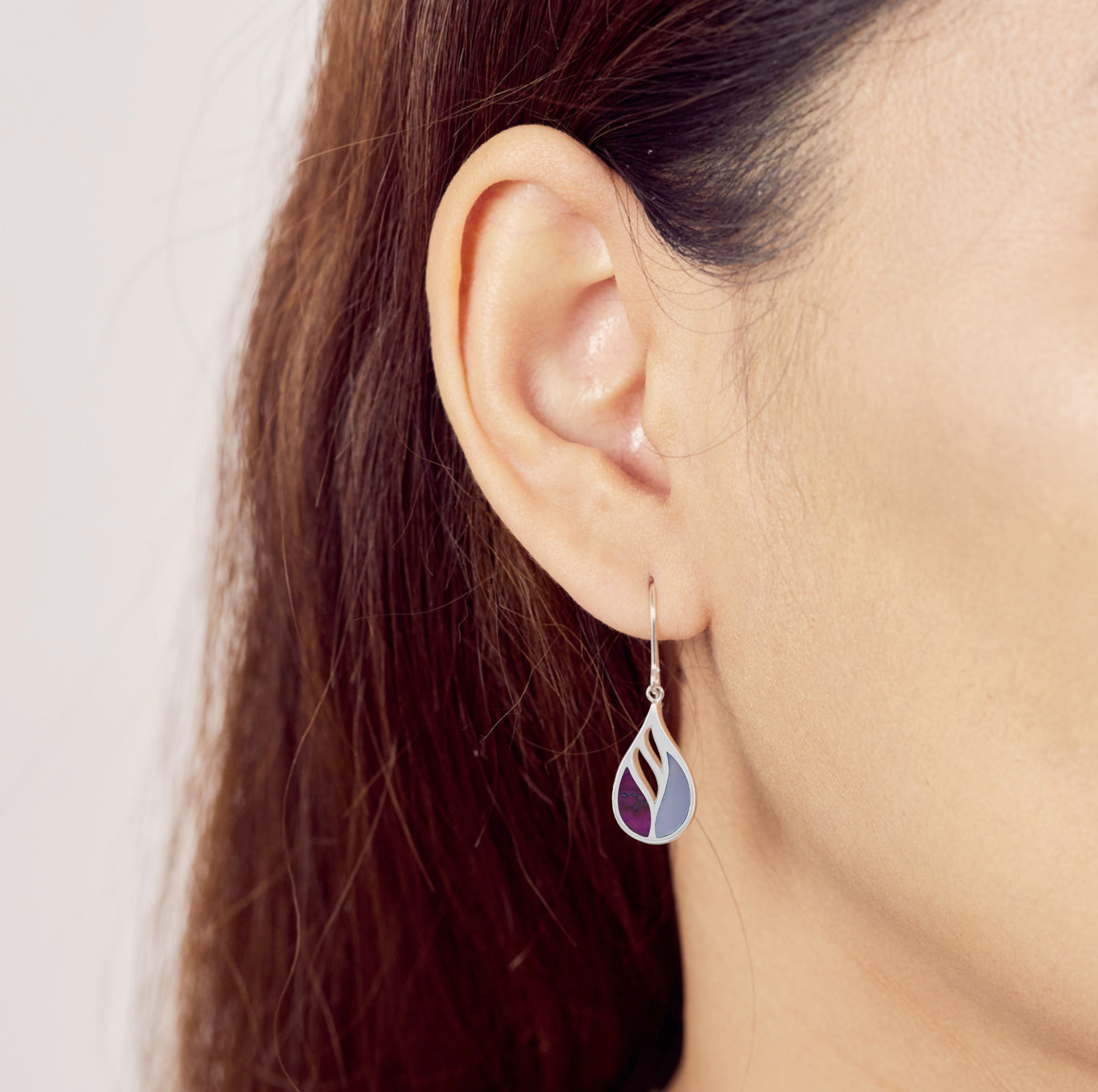 Boma Lotus Earrings with Purple Mother of Pearl and Purple Turquoise