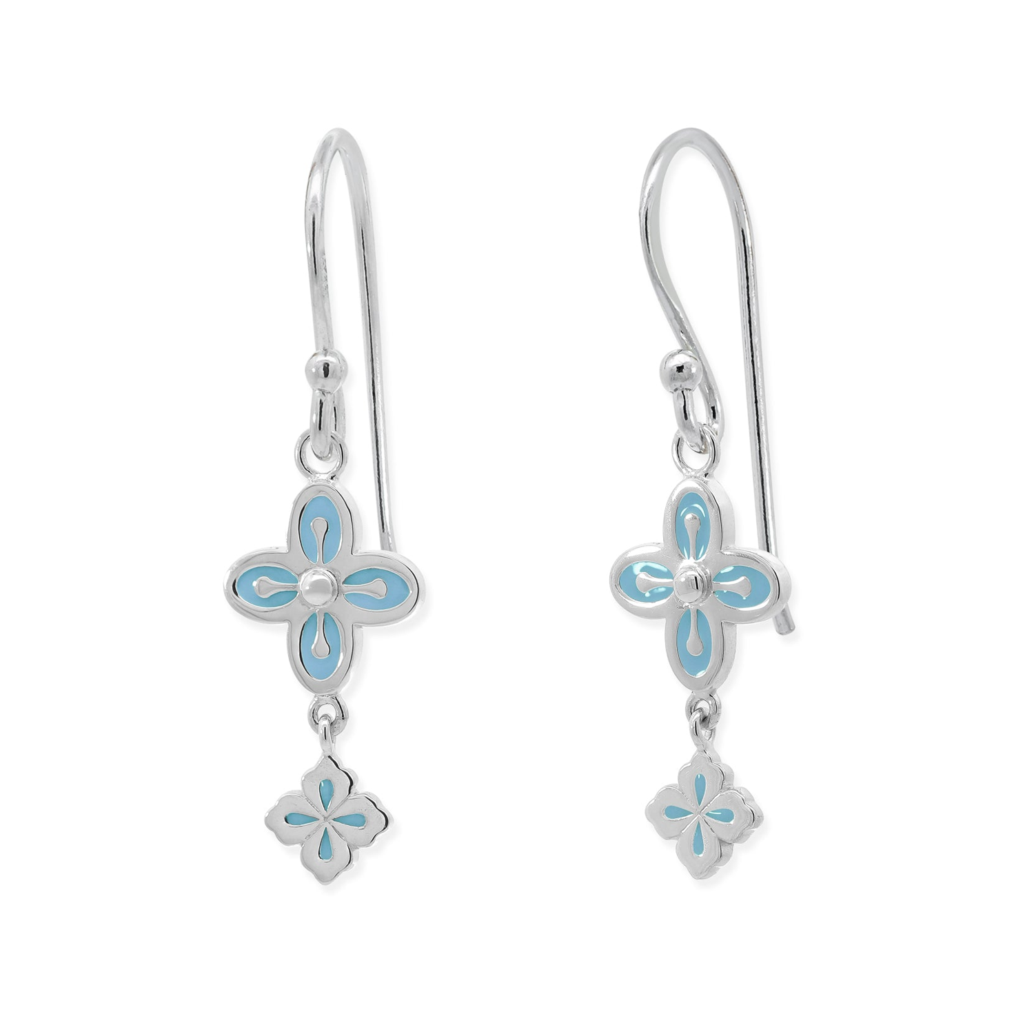 Boma Double Clover Earrings - Light Blue