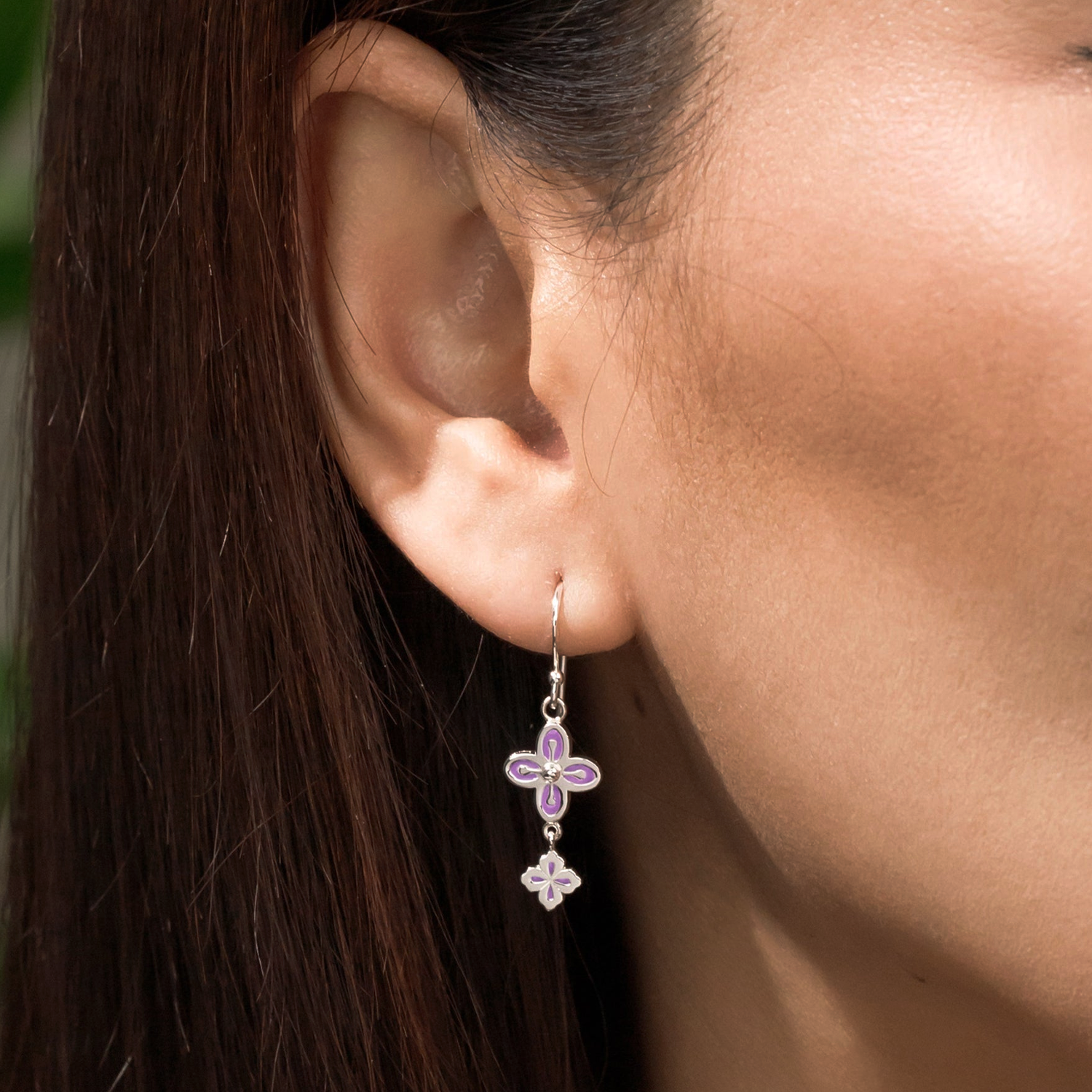 Boma Double Clover Earrings - Lavender