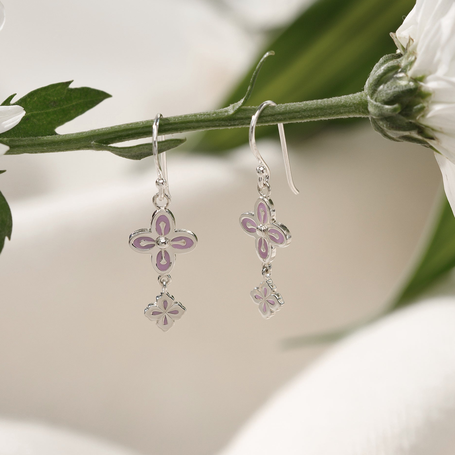 Boma Double Clover Earrings - Lavender