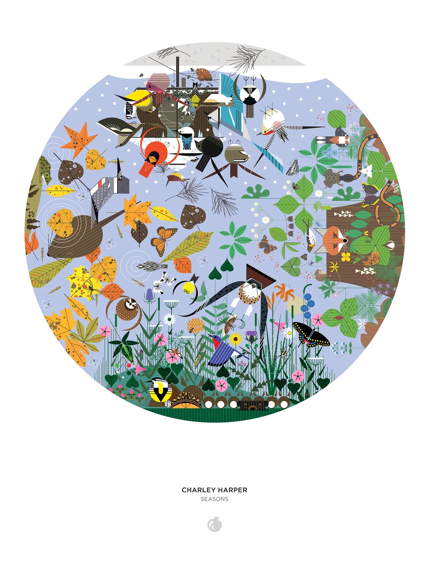 POM Charley Harper: Seasons 1000 Piece Circular Jigsaw Puzzle
