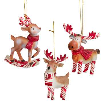 Candy Cane Reindeer or Moose Ornament (Single) - Random Style