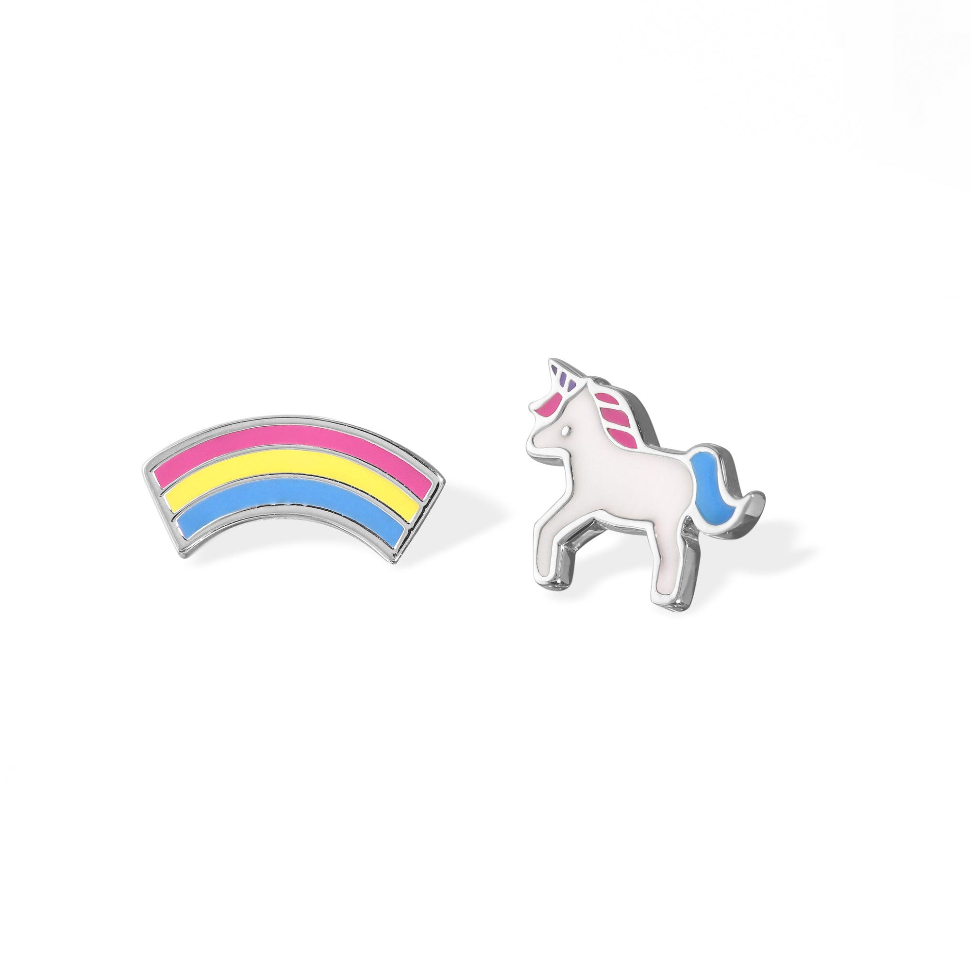 Boma Sterling Silver Unicorn & Rainbow Resin Color Post Earrings