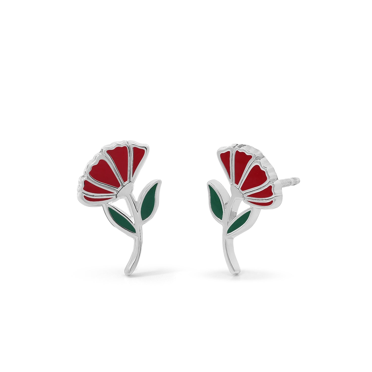 BOMA Red Carnation Stud Earrings