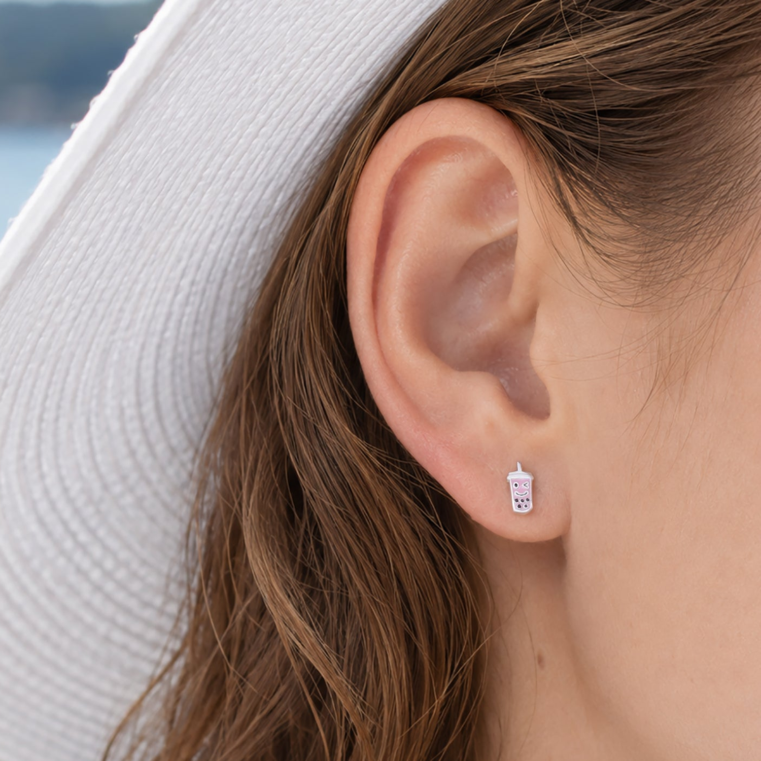 BOMA Pink Bubble Tea Stud Earrings