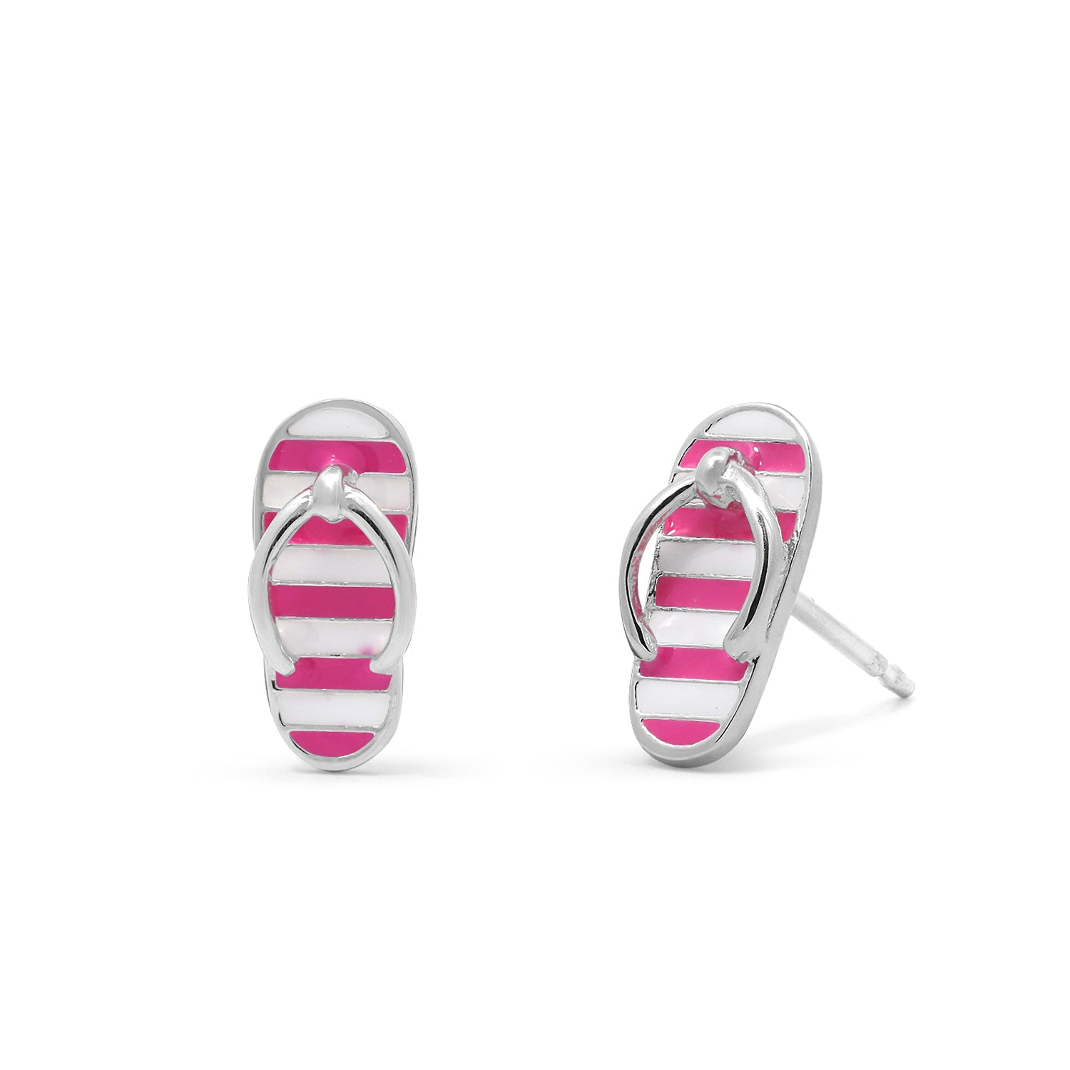BOMA Pink & White Stripe Flip Flop Studs