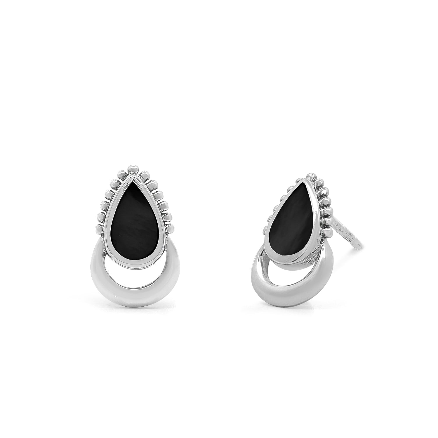 BOMA Halo Teardrop Stud Earrings - Onyx