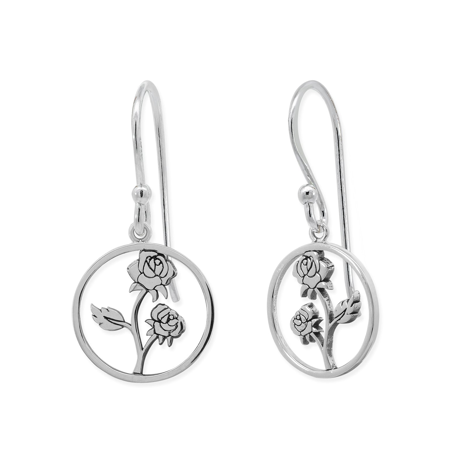 BOMA Blooming Rose Circle Dangle Earrings