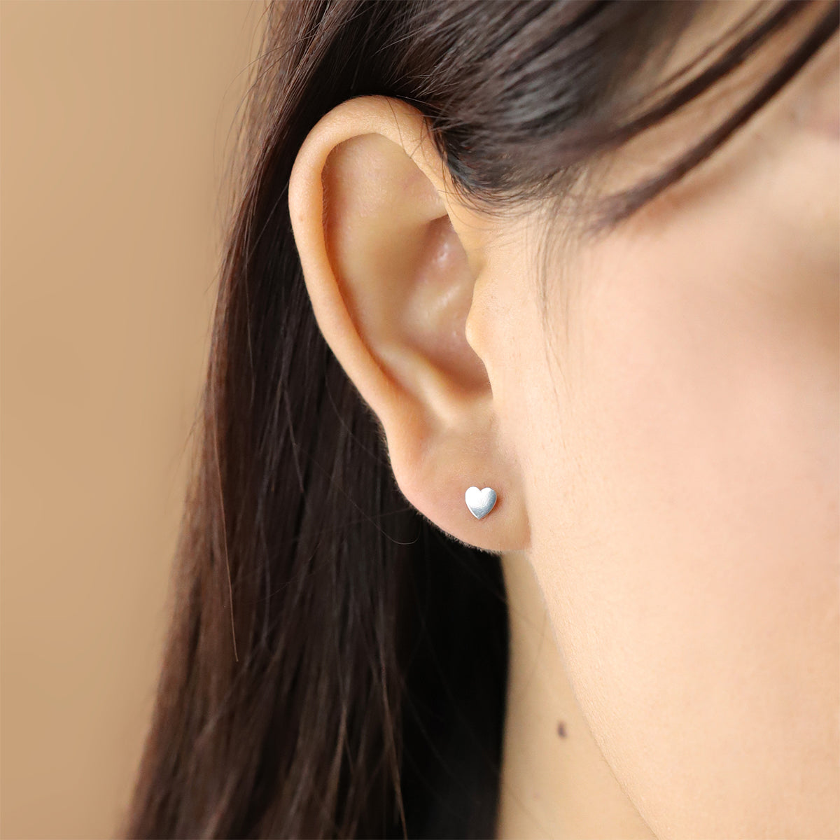 Boma Sterling Silver Post Earrings - Heart Smooth Finish    