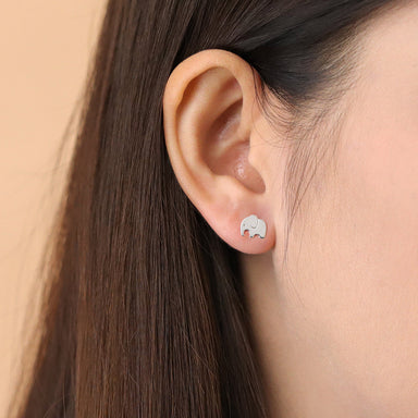 Boma Sterling Silver Elephant Profile Stud Earrings