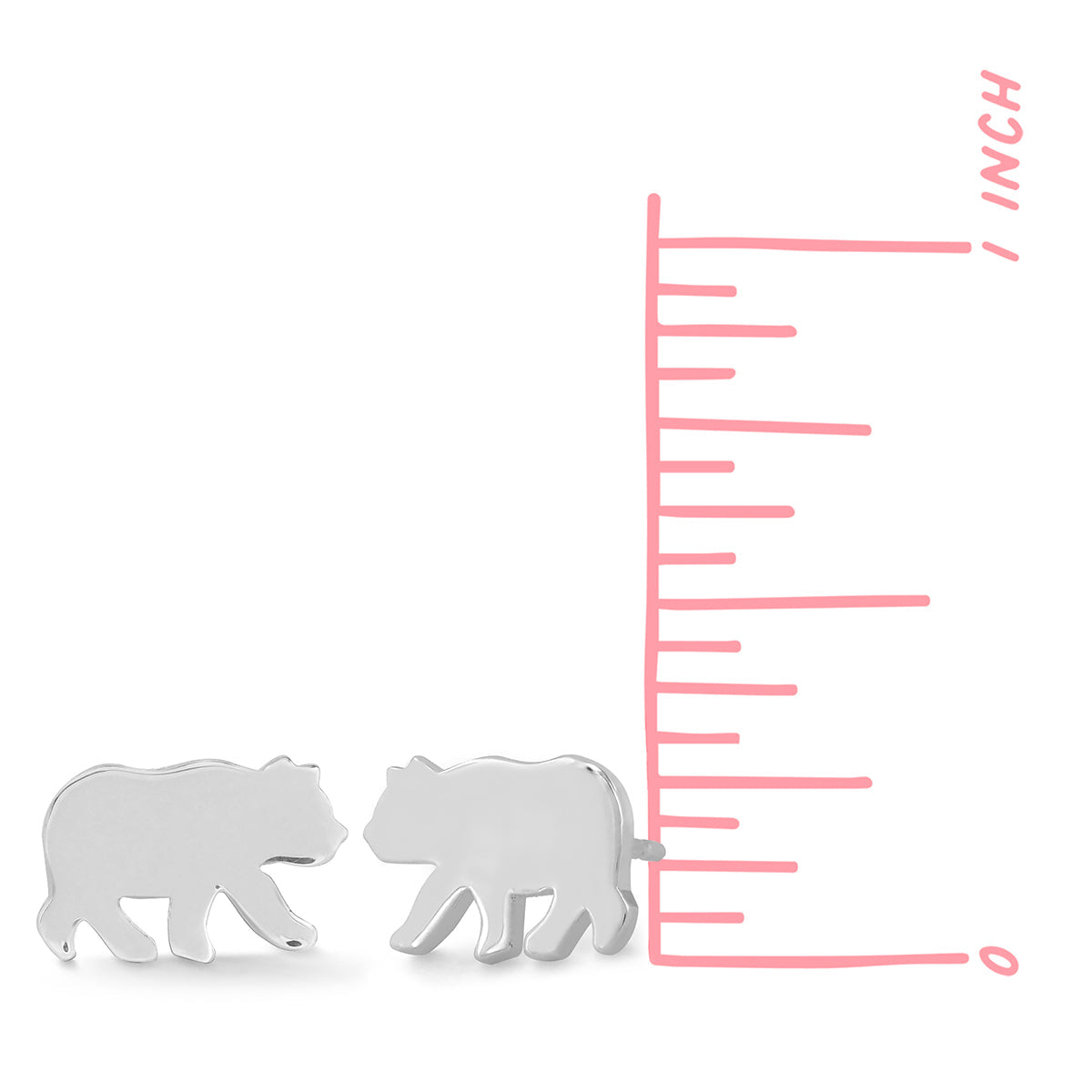 Boma Sterling Silver Shiny Bear Stud Earrings