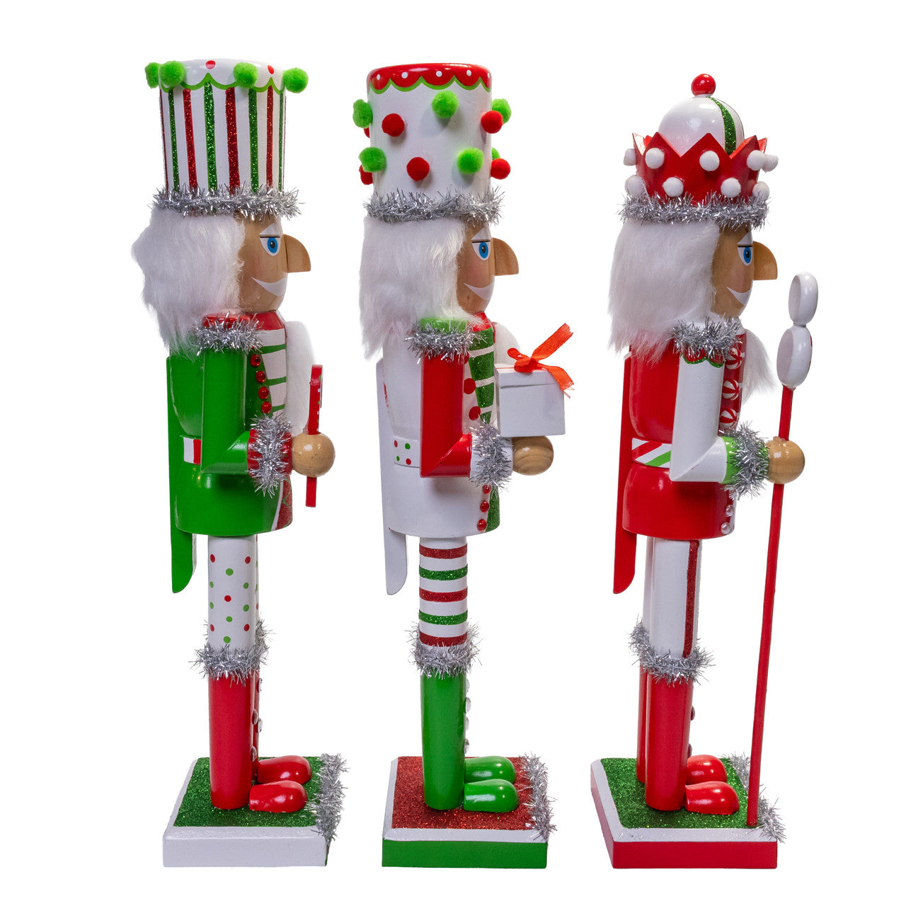 Red, Green or White With Stripes & Polka Dots 15" Nutcracker (Single) - Random Style