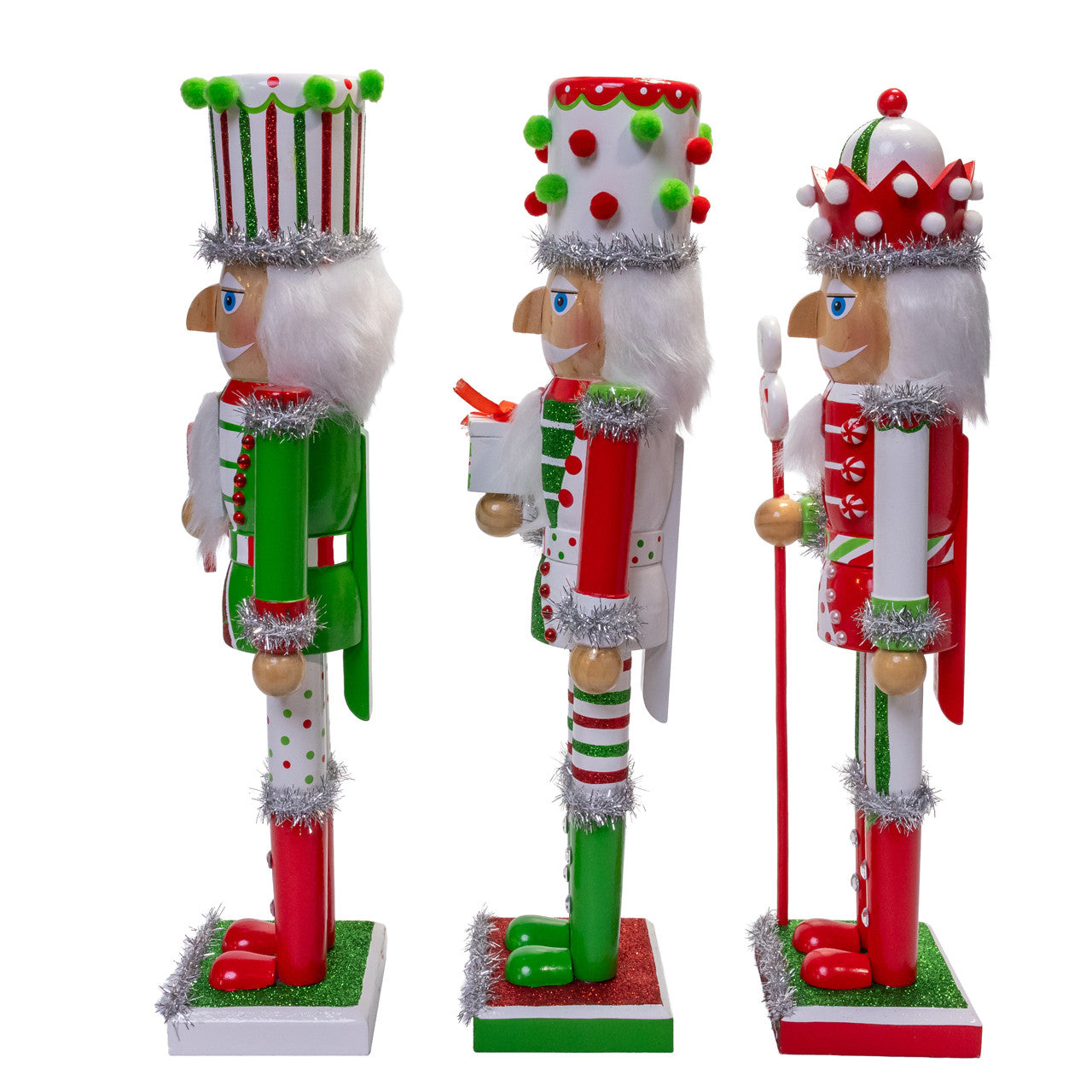 Red, Green or White With Stripes & Polka Dots 15" Nutcracker (Single) - Random Style