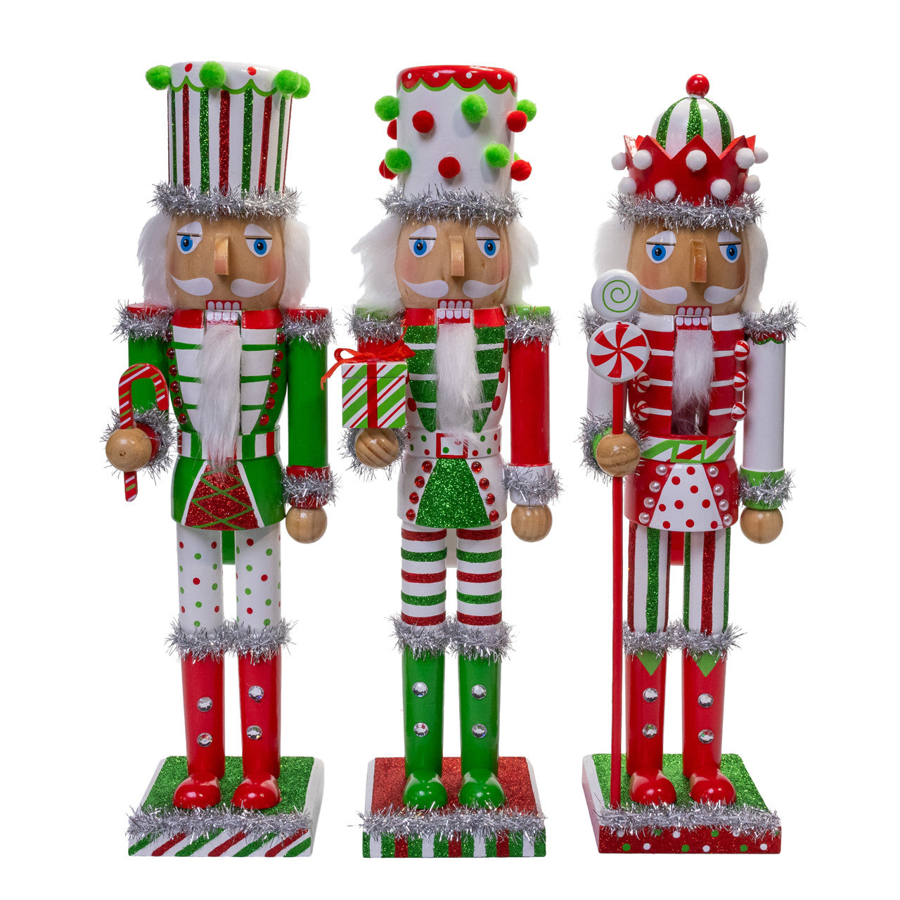 Red, Green or White With Stripes & Polka Dots 15" Nutcracker (Single) - Random Style