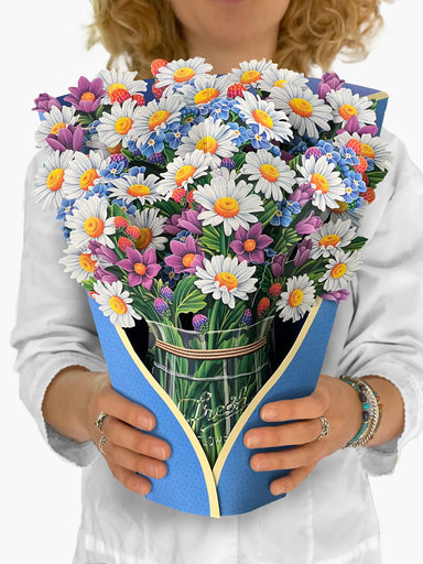 Field of Daisies Pop Up Flower Bouquet Greeting Card    