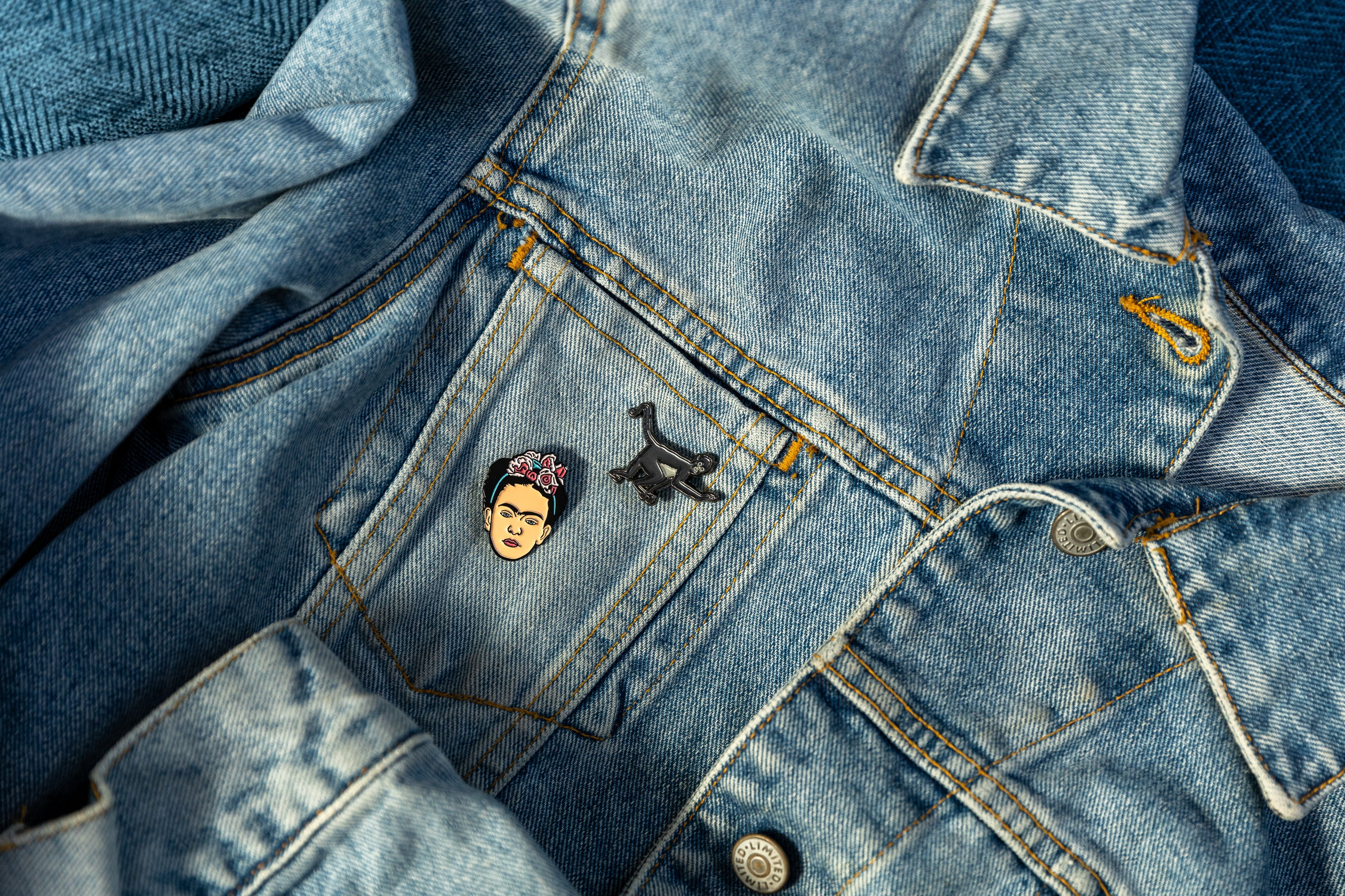 Frida Kahlo & Monkey Enamel Pin Set