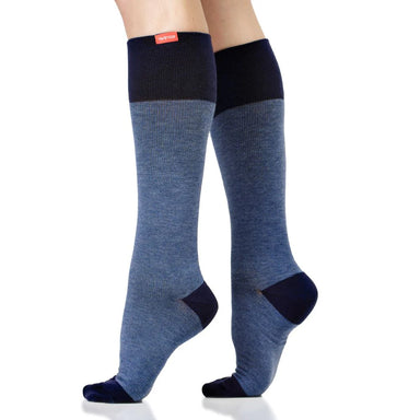 VIM & VIGR Navy Heathered Collection Cotton Compression Socks - 15-20 mmHg