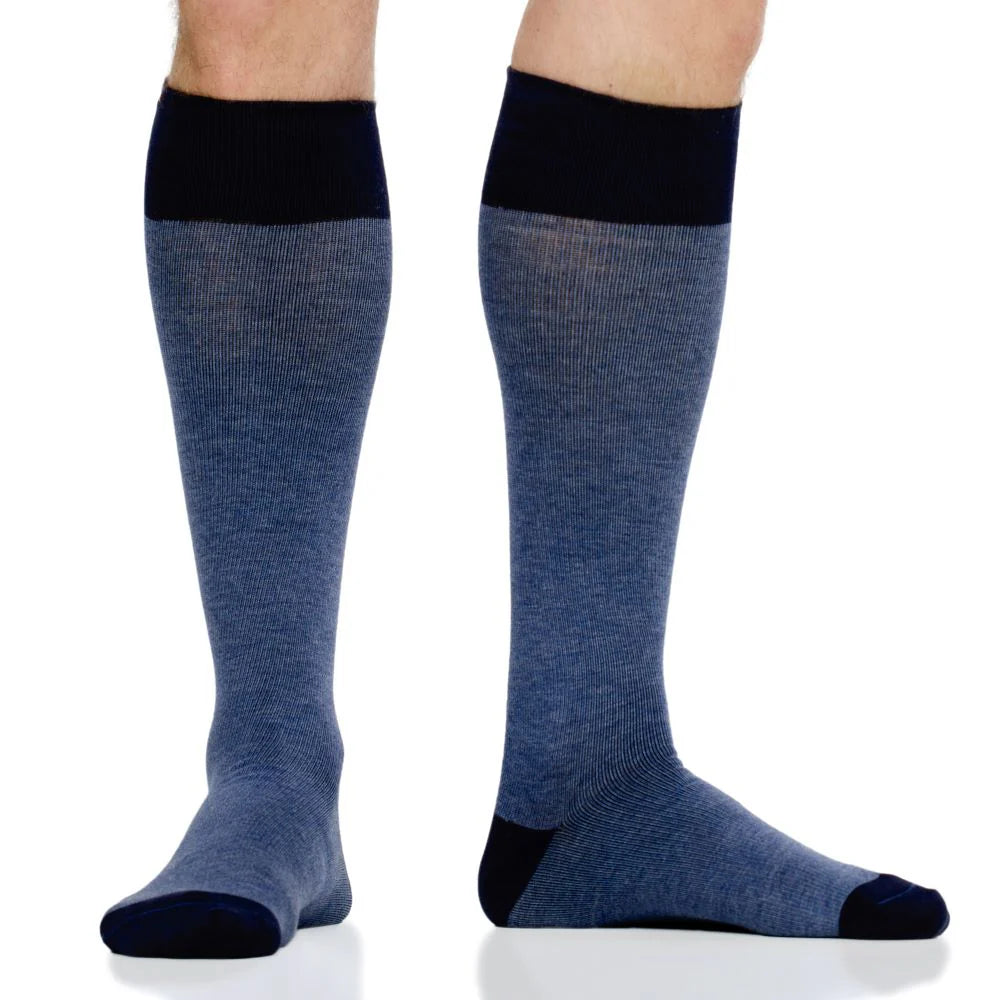 VIM & VIGR Navy Heathered Collection Cotton Compression Socks - 15-20 mmHg