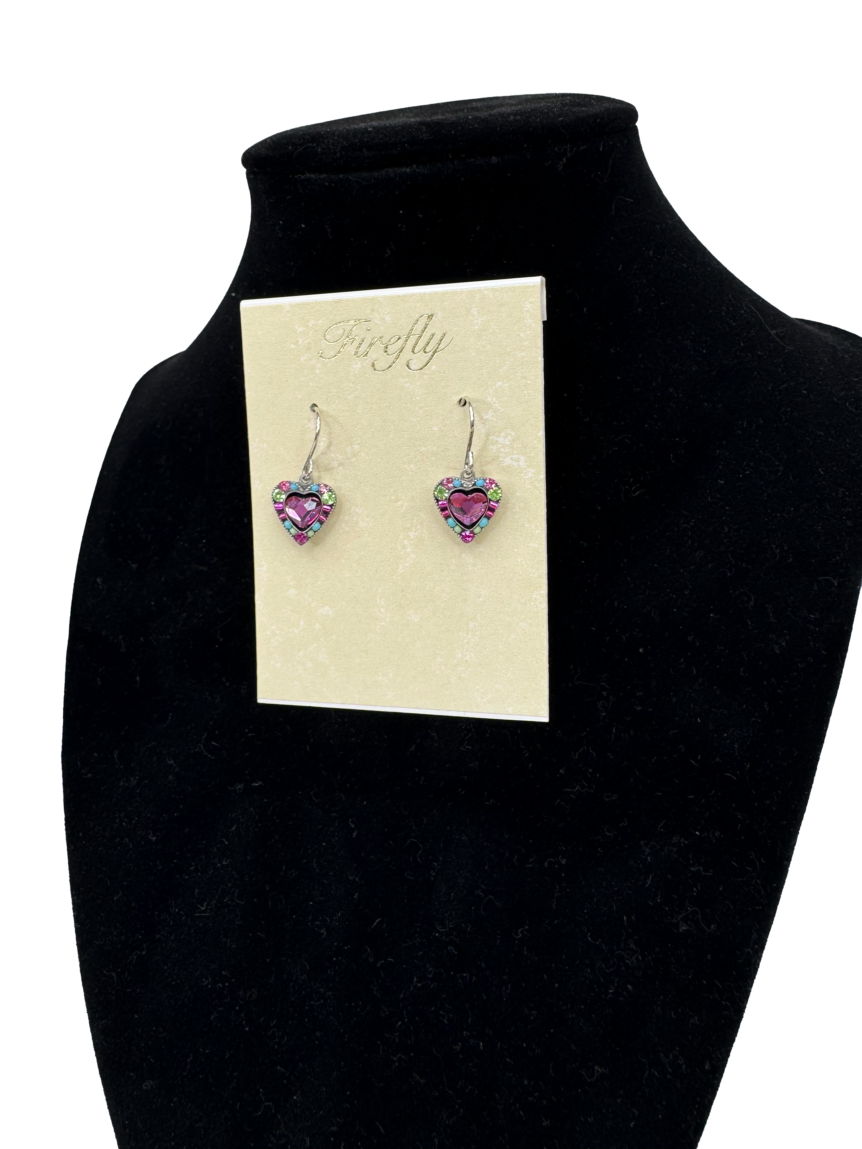 Firefly Crystal Heart Rose Earrings
