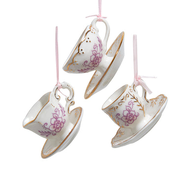 Pink Porcelain Tea Cup Ornament (Single) - Random Style