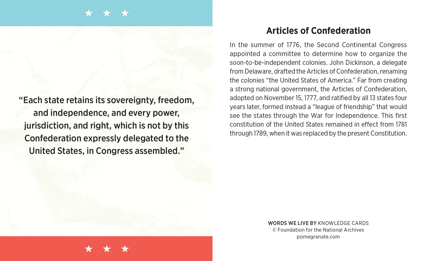 POM Words We Live By: A Quiz Deck on American Historical Documents Knowledge Cards