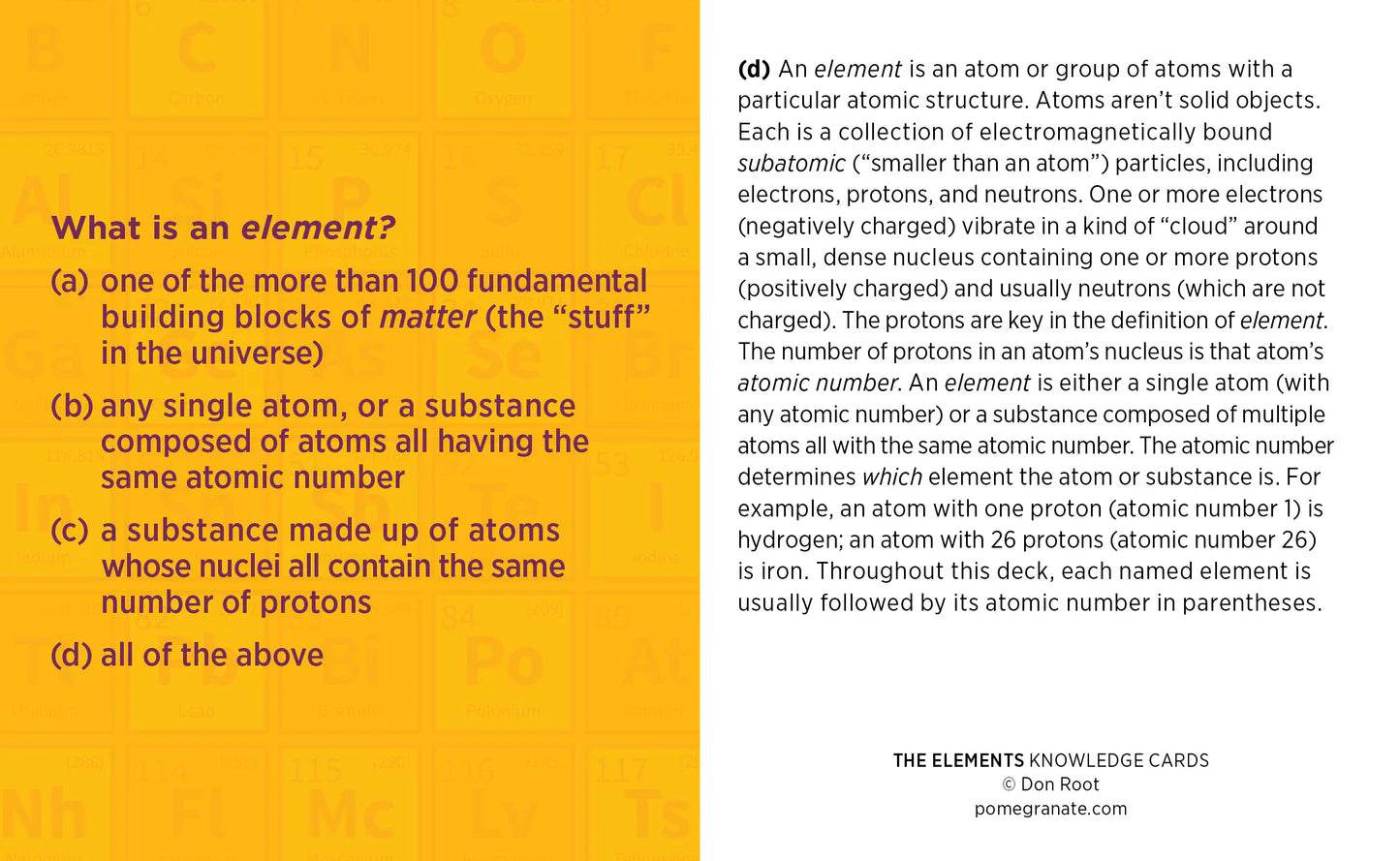 The Elements: A Quiz Deck on The Periodic Table Knowledge Cards