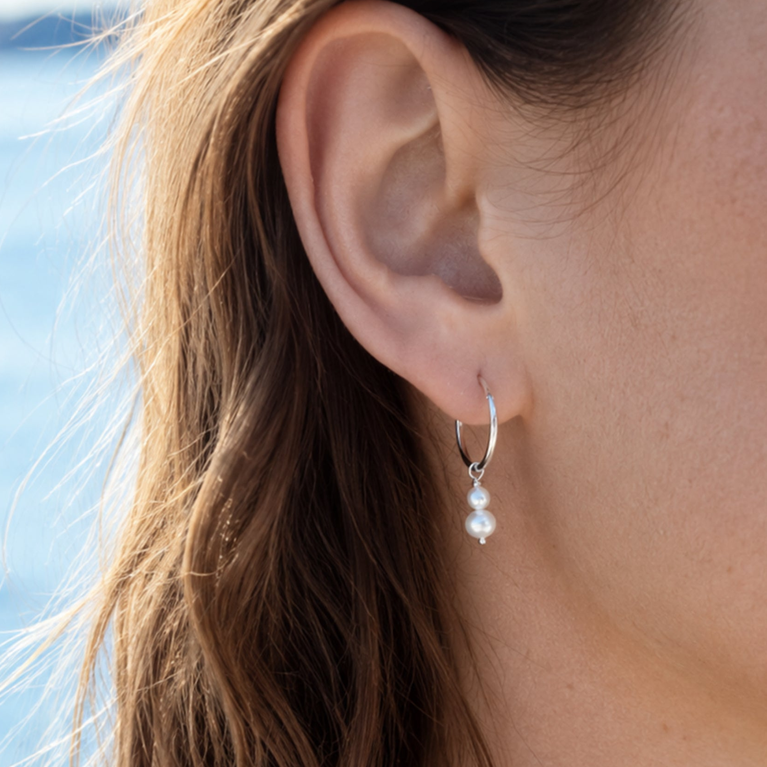 BOMA Double Pearl Hoop Earrings