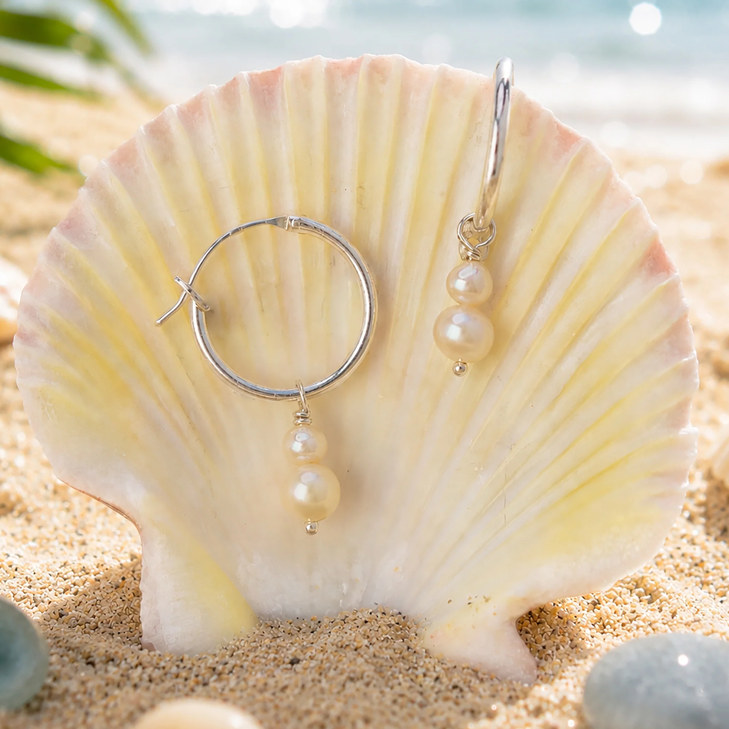 BOMA Double Pearl Hoop Earrings