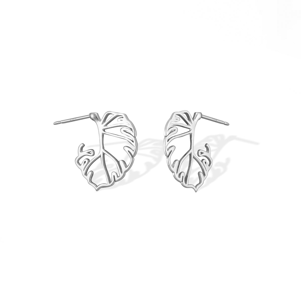 Boma Sterling Silver Monstera Leaf Post Earrings
