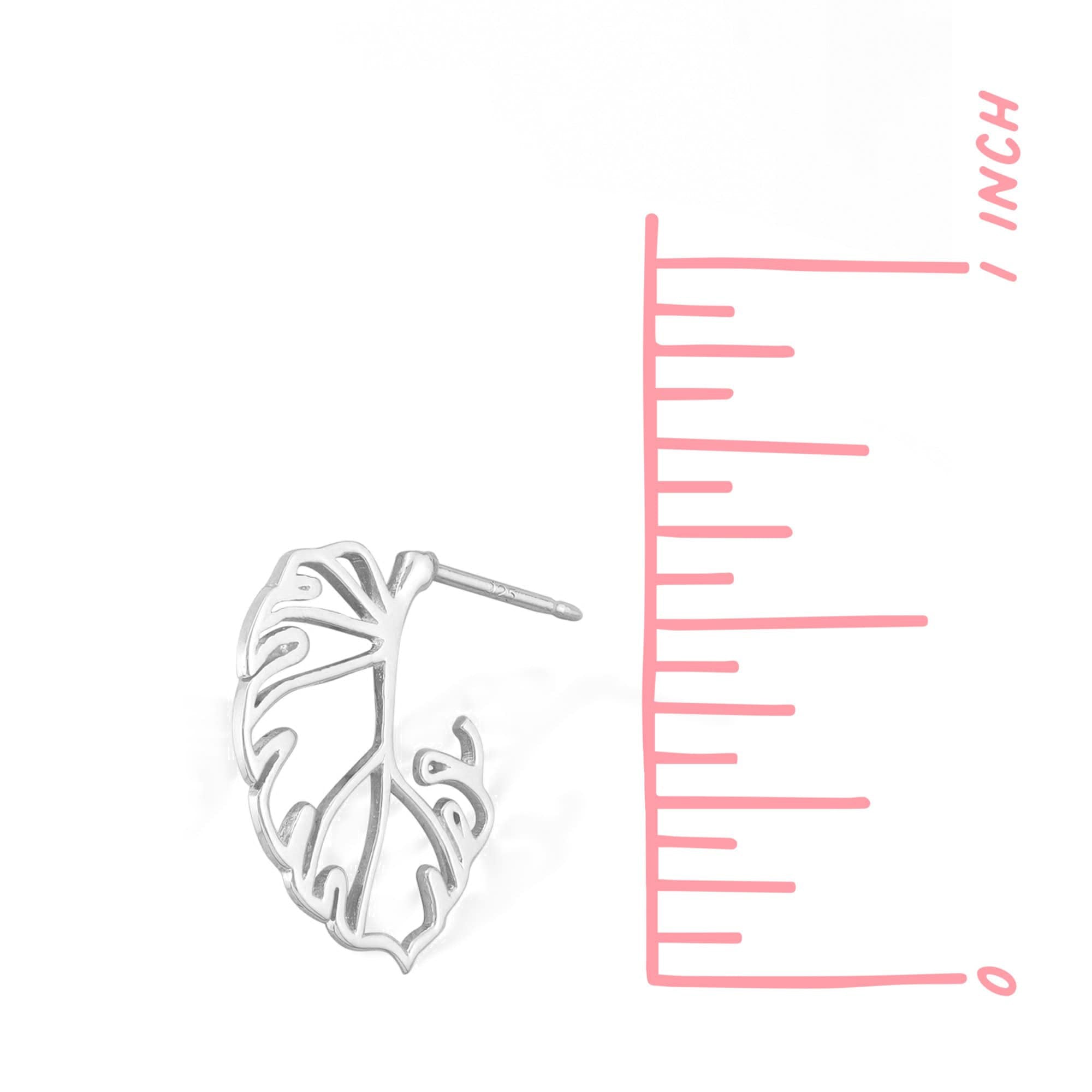 Boma Sterling Silver Monstera Leaf Post Earrings