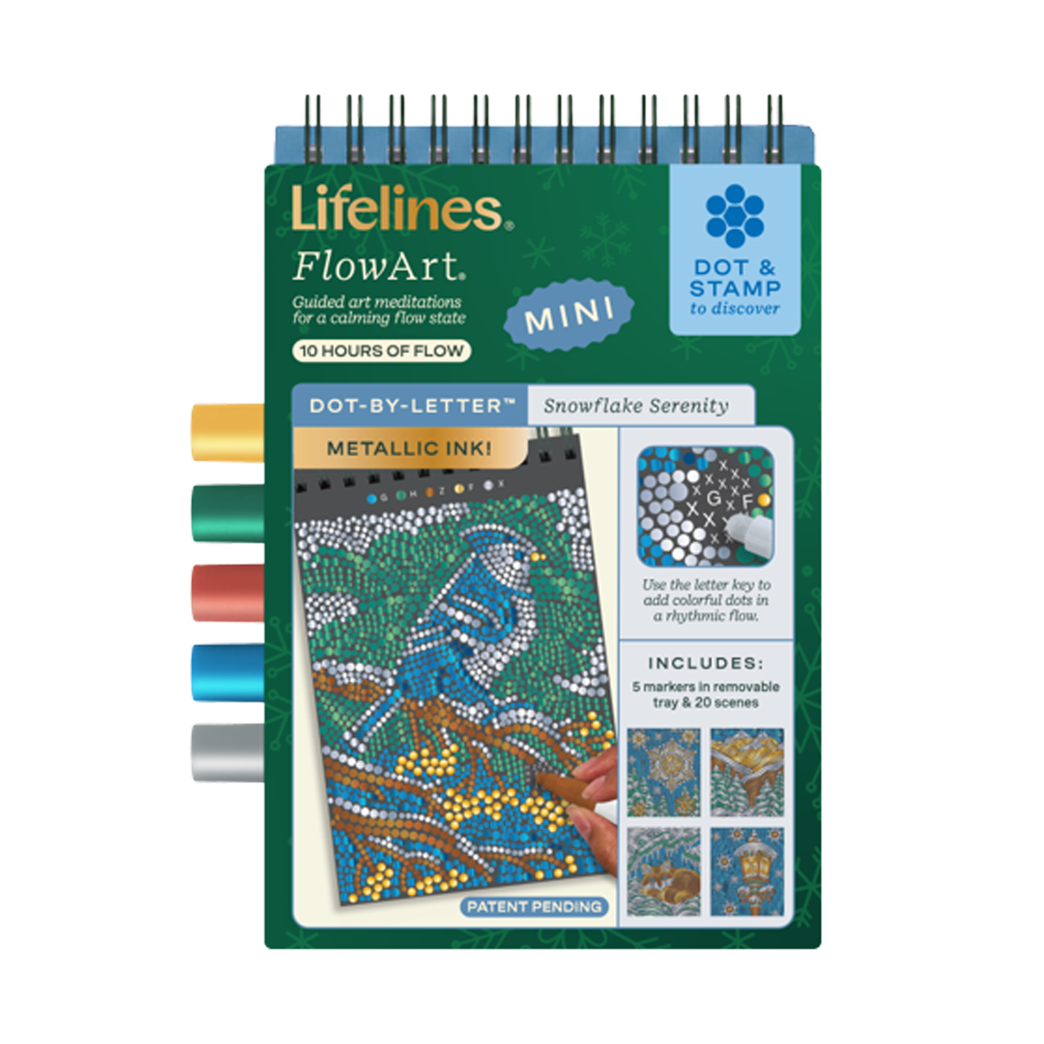 LFELNE FlowArt Mini Dot-by-Letter - Snowfall Serenity with Metallic Ink