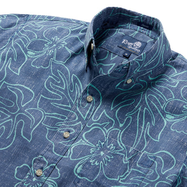 Reyn Spooner Monstera Ink Button Front Camp Shirt    