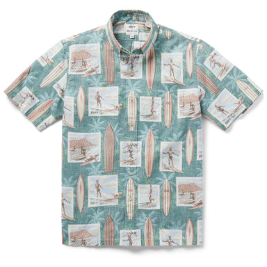 Reyn Spooner Surf History Camp Shirt Sagebrush M  805766244909