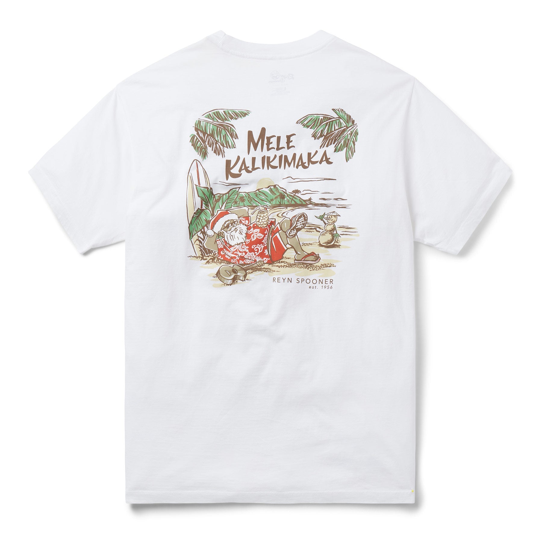 Reyn Spooner Waikiki Santa T-Shirt White M  805766249805