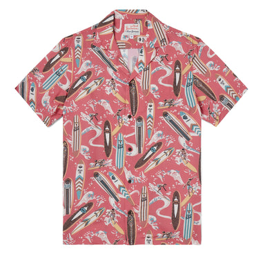 Reyn Spooner Vintage Longboards Button Front Camp Shirt Nantucket Red Small  805766267595