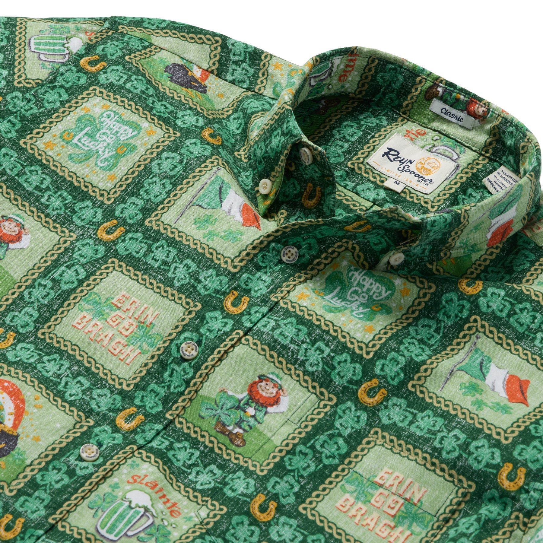 Reyn Spooner St Patricks Day Button Front Short Sleeve Camp Short