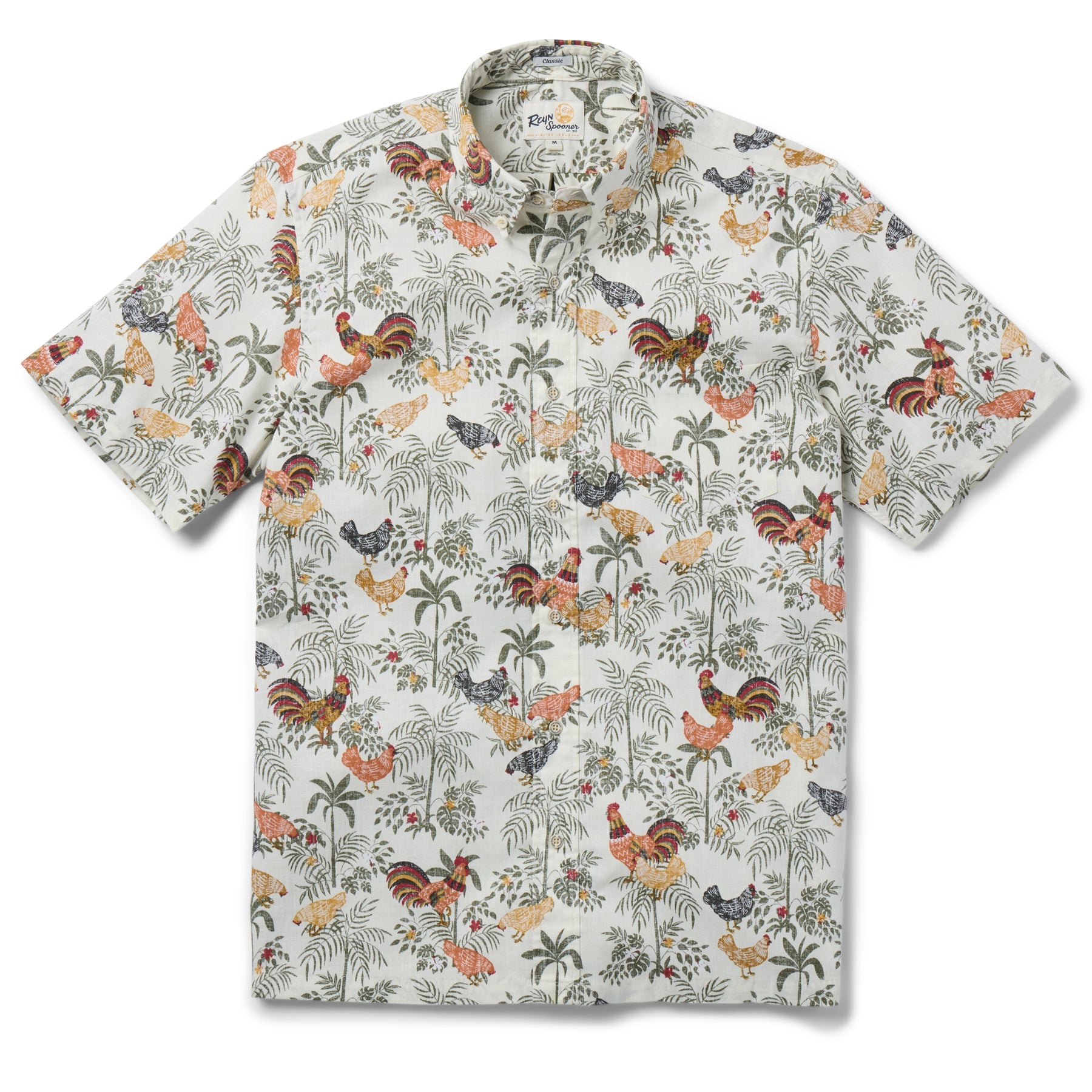 Reyn Spooner Kauai Alarm Cluck Short Sleeve Camp Shirt White S 805766470506